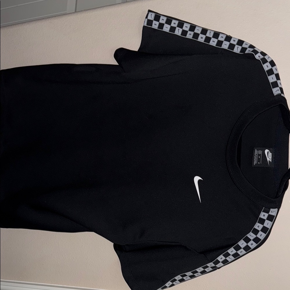 Nike Black Tee with Checkered Accents